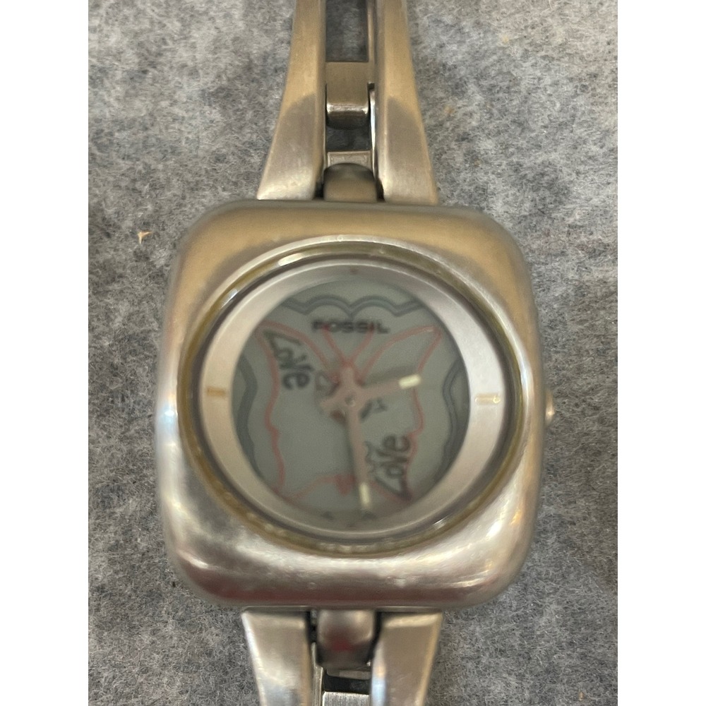 Fossil Women's Silver Tone Digital Butterfly Love Dial Watch Adj Works New Batt - Picture 1 of 6
